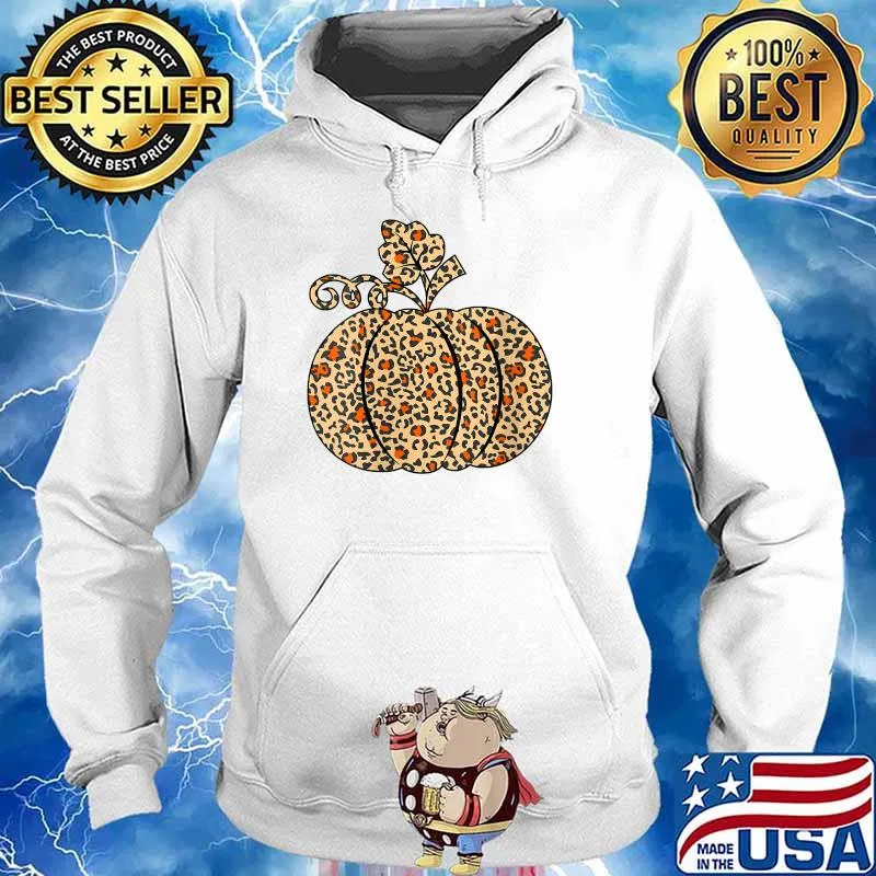 Leopard or Cheetah Print Pumpkin Halloween Thanksgiving Fall T-Shirt Hoodie