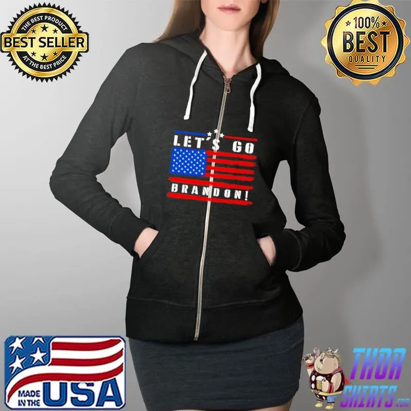 Let's Go Brandon Conservative Anti-Liberal vintage US Flag T-s Full Zip Hooded