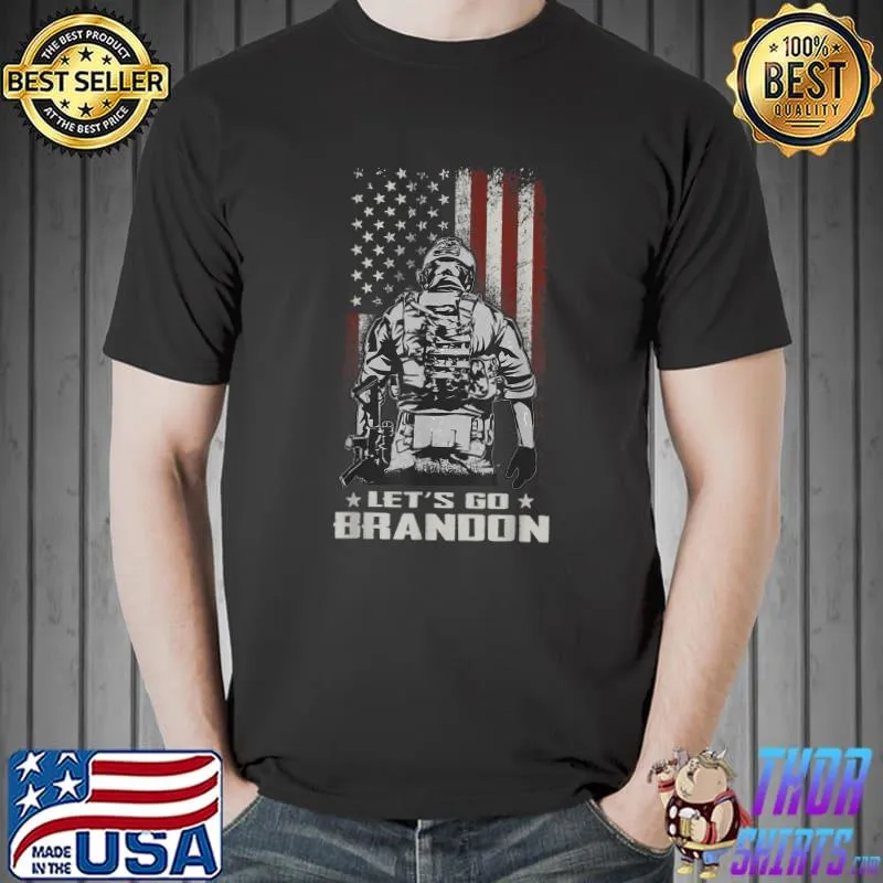 Let's Go Brandon Veteran US Army Battle Flag Funny Gift Idea T-Shirt