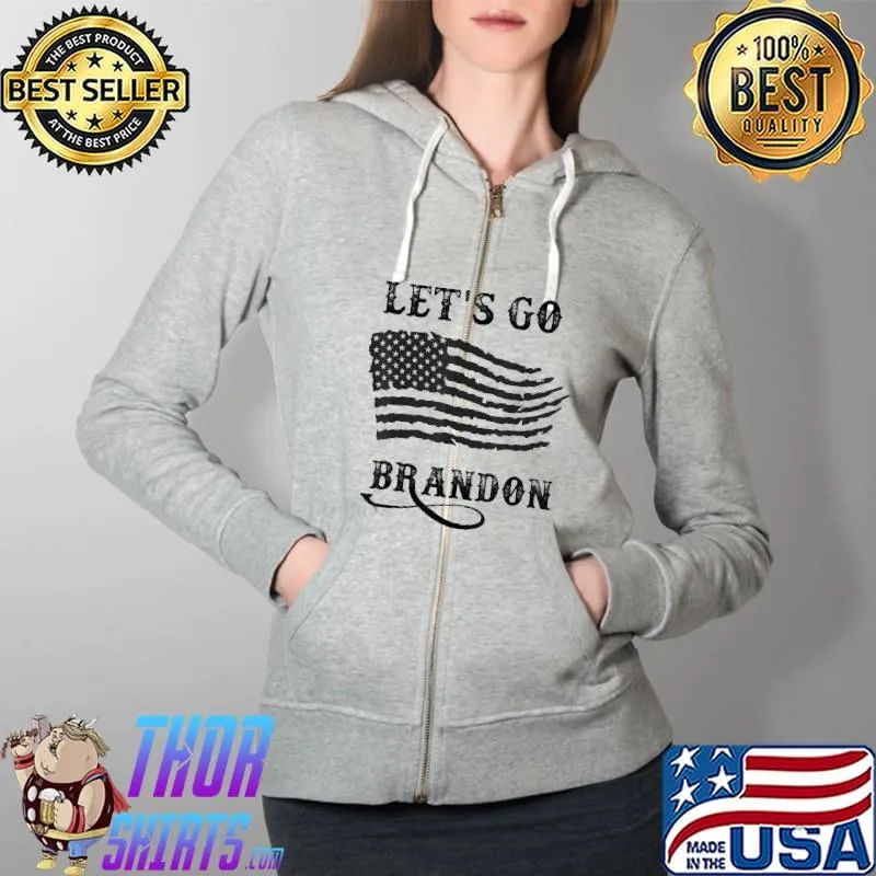 Let’s Go Brandon American Flag Shirt Full Zip Hooded