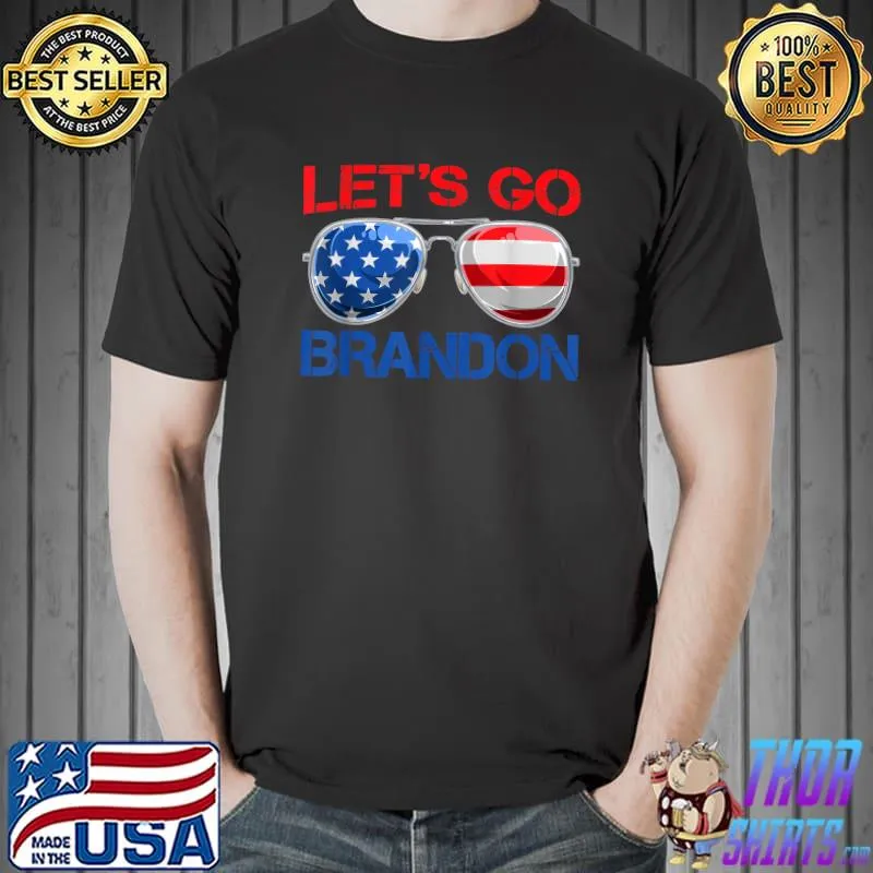 Let’s Go Brandon Funny Vintage American Flag Sunglasses T-Shirt Unisex