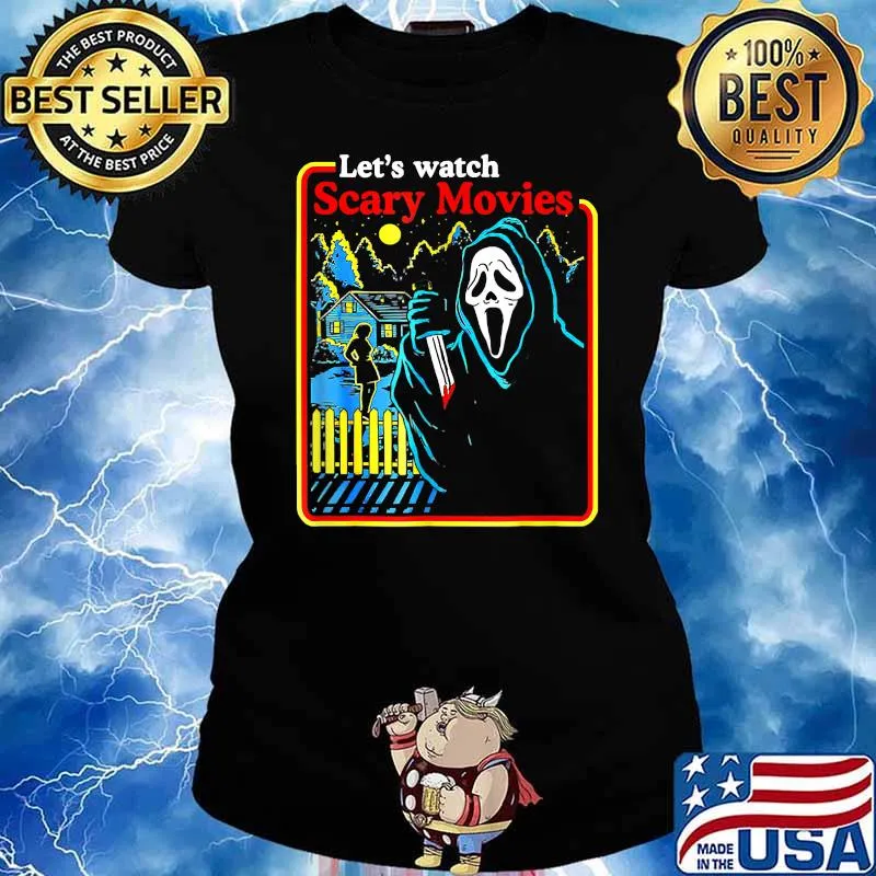 Lets Watch Scary Movies Scream Halloween Horror Halloween T-Shirt Ladies tee