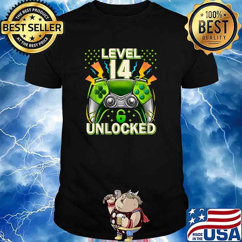 Level 14 Unlocked Video Game 14th Birthday Gamer Gift Boys T-Shirt