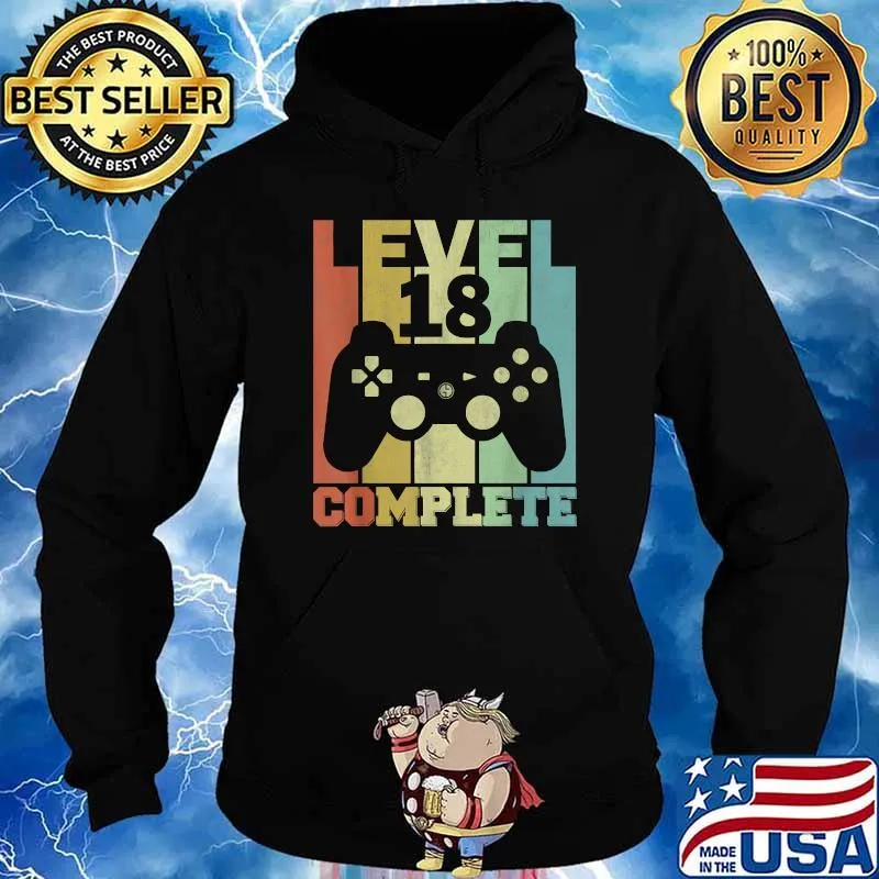 Level 18 Complete 18 Years Birthday Vintage T-Shirt Hoodie