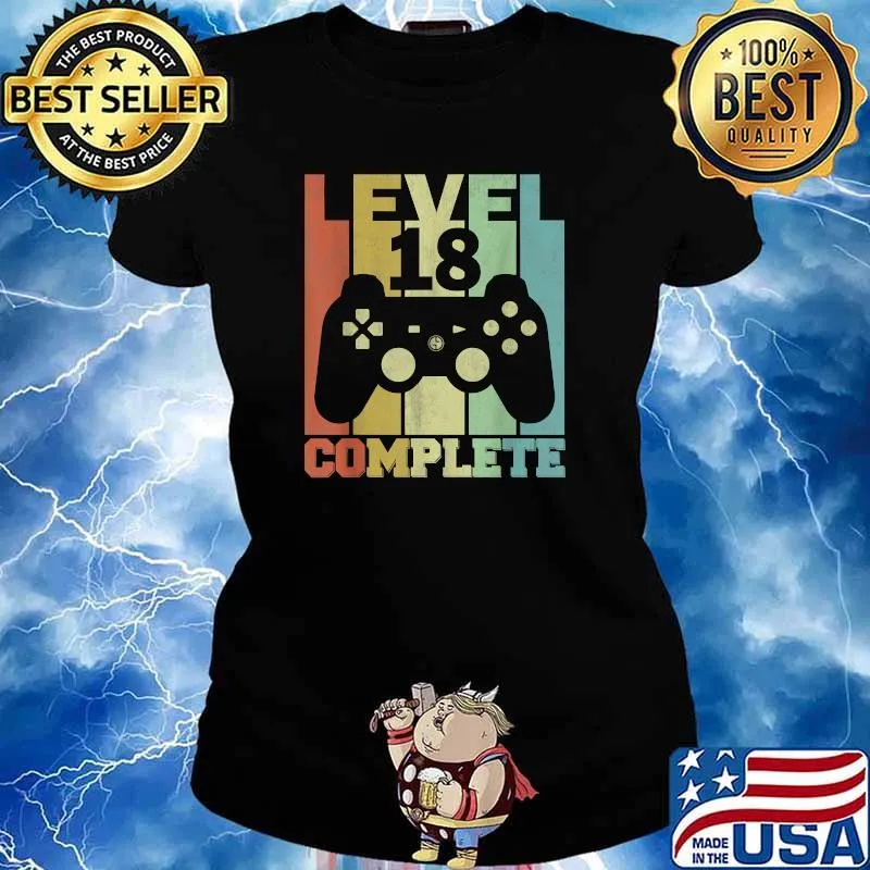 Level 18 Complete 18 Years Birthday Vintage T-Shirt Ladies tee