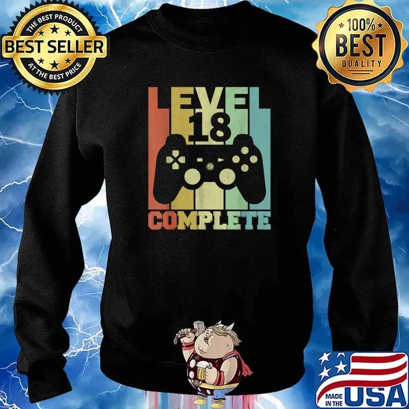 Level 18 Complete 18 Years Birthday Vintage T-Shirt Sweater