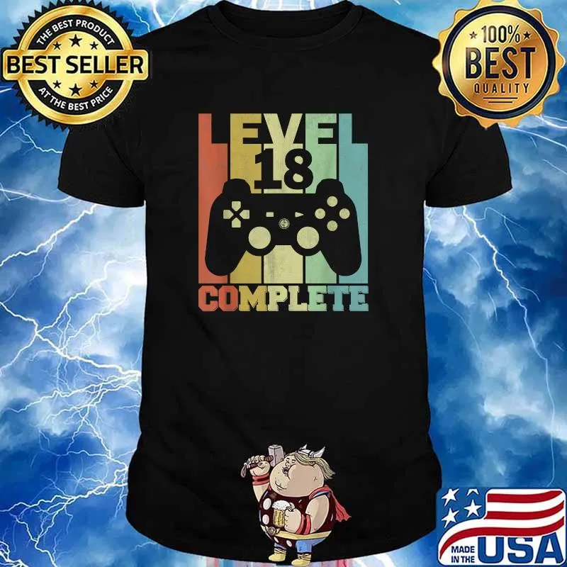 Level 18 Complete 18 Years Birthday Vintage T-Shirt