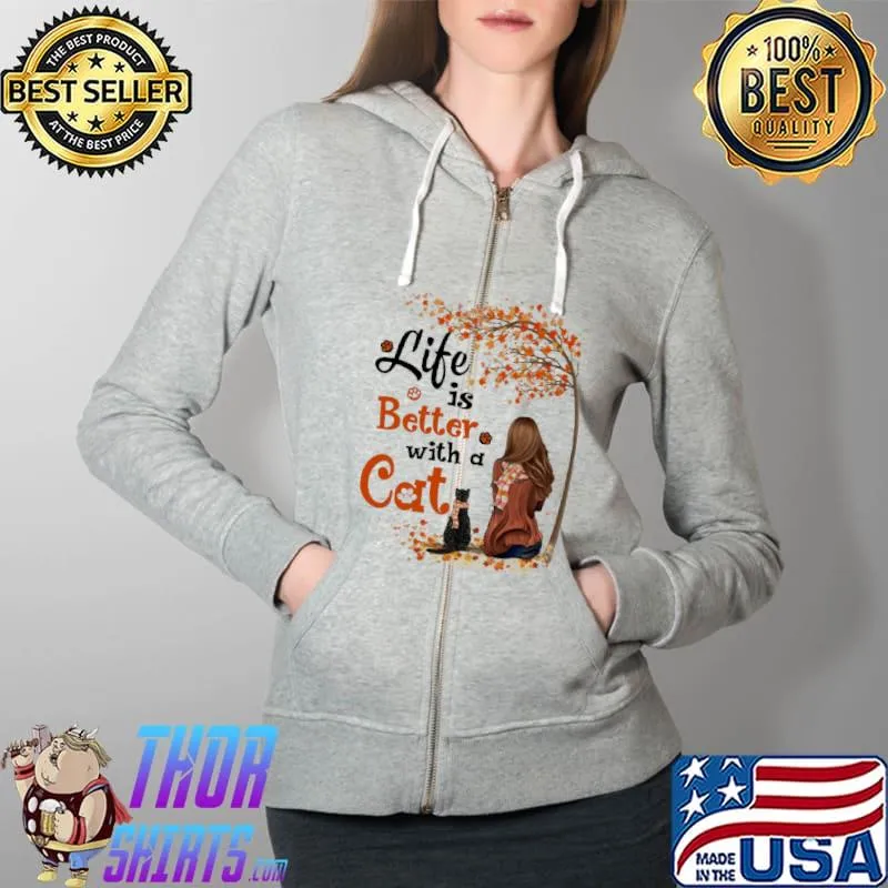 Life is better with a cat girl autumn s Full Zip Hooded