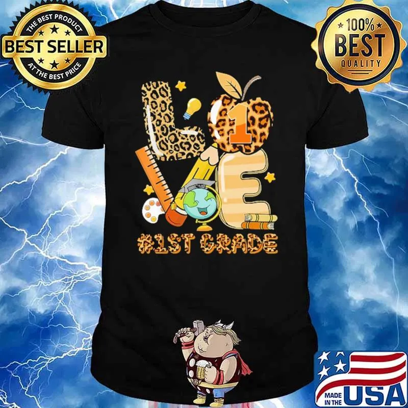 Love 1st Grade Apple Pen Ruler Book Shirt