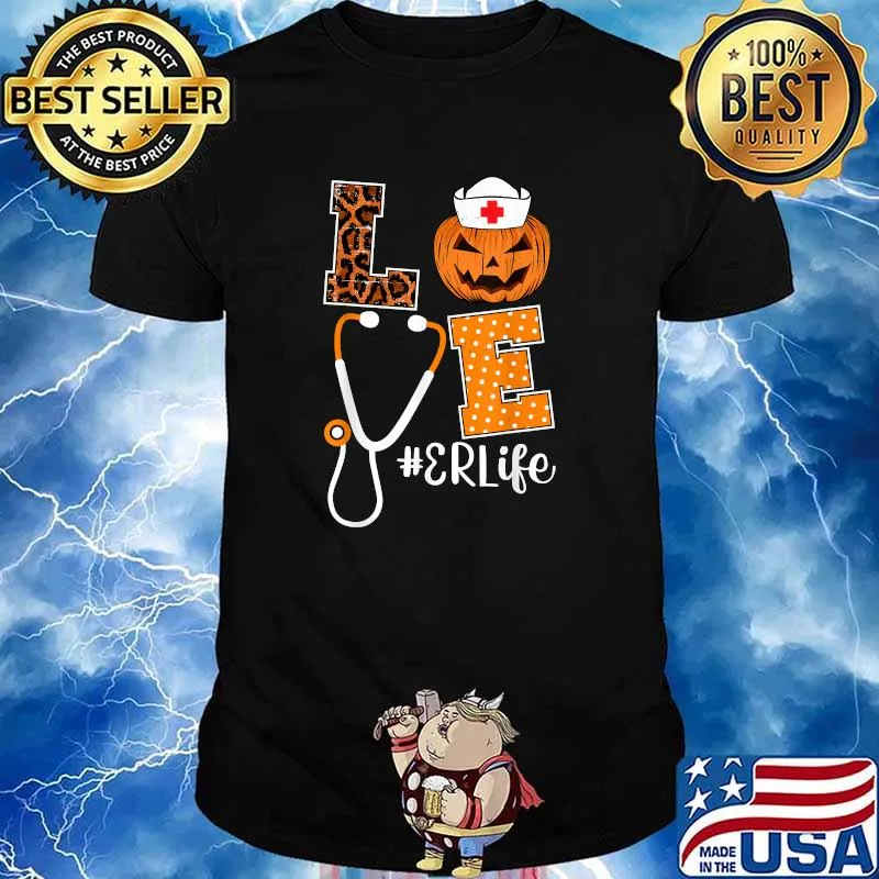 Love ER Life Nurse Halloween Costume Pumpkin Stethoscope T-Shirt