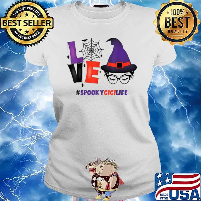 Love Halloween Spooky Gigi Life Witch Face Shirt Ladies tee