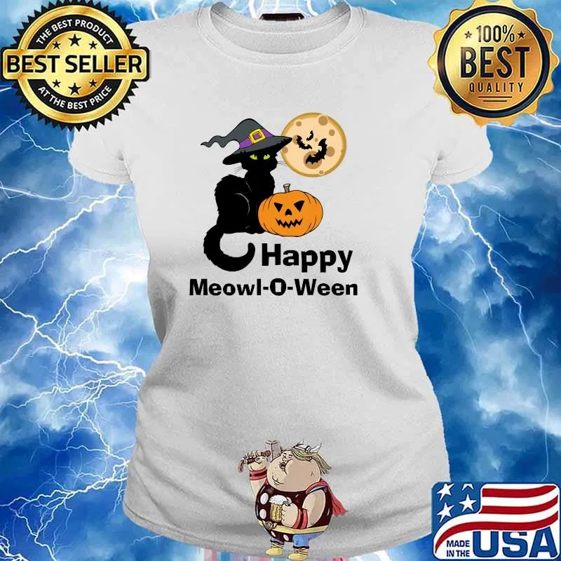 Lucky Dog Animal Rescue - Happy Meowl-O-Ween Cat T-s Ladies tee