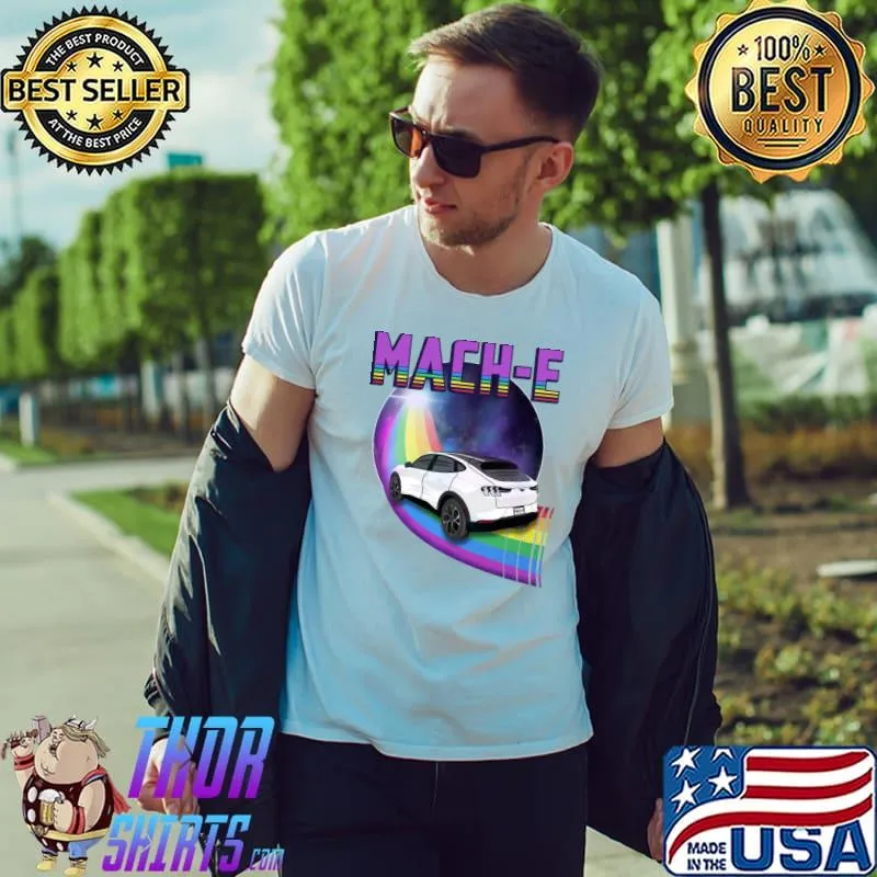 Mach-E Rides the Rainbow Galaxy in Star White T-Shirt