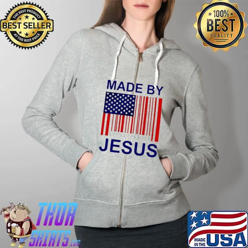 Made By Jesus American Flag s Full Zip Hooded