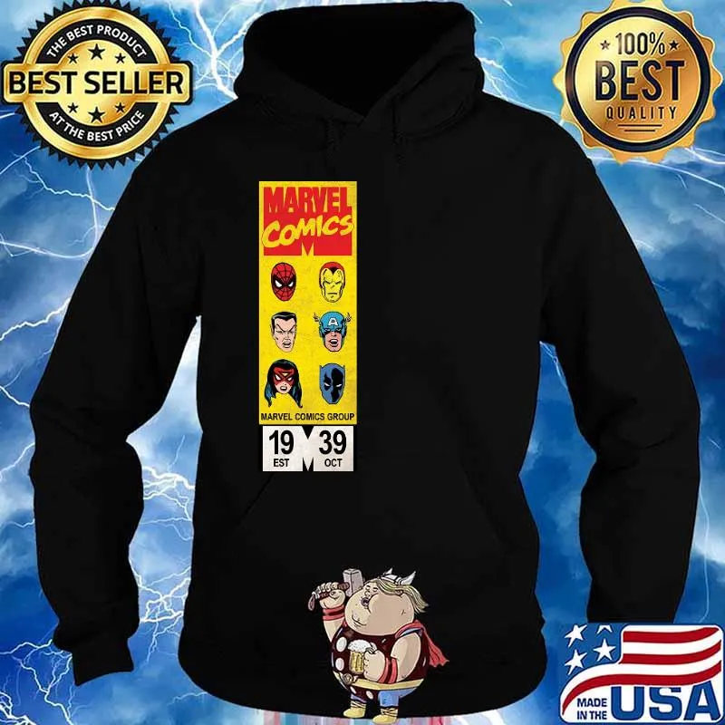 Marvel Comics Group Spiderman Iron Man Hulk Captain American Shirt Hoodie