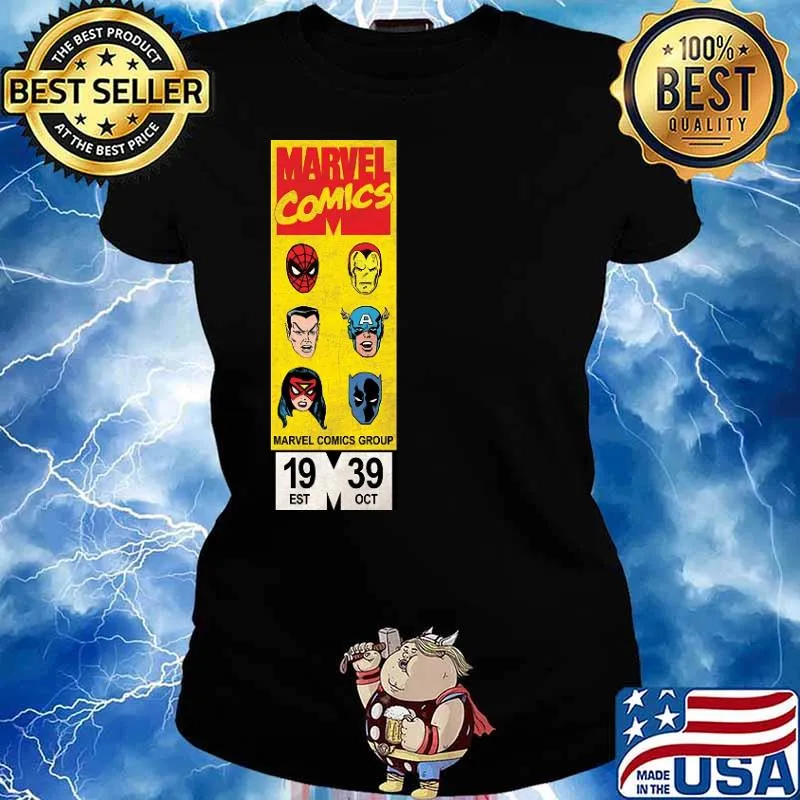 Marvel Comics Group Spiderman Iron Man Hulk Captain American Shirt Ladies tee