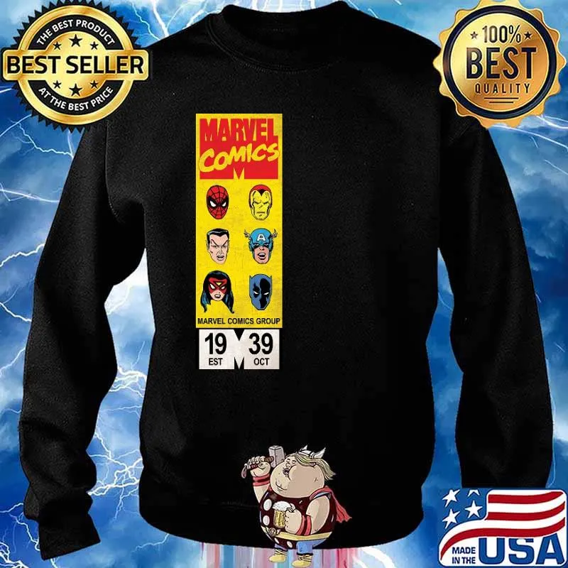 Marvel Comics Group Spiderman Iron Man Hulk Captain American Shirt Sweater