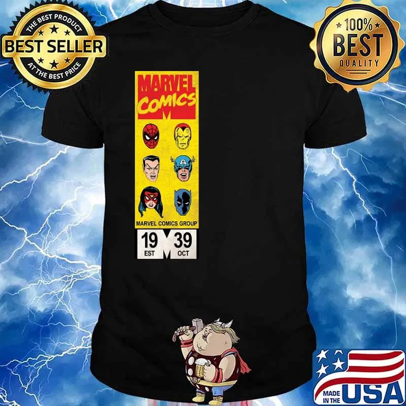 Marvel Comics Group Spiderman Iron Man Hulk Captain American Shirt