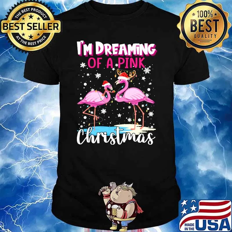 Matching Family I'm Dreaming Of A Pink Christmas Flamingo T-shirt