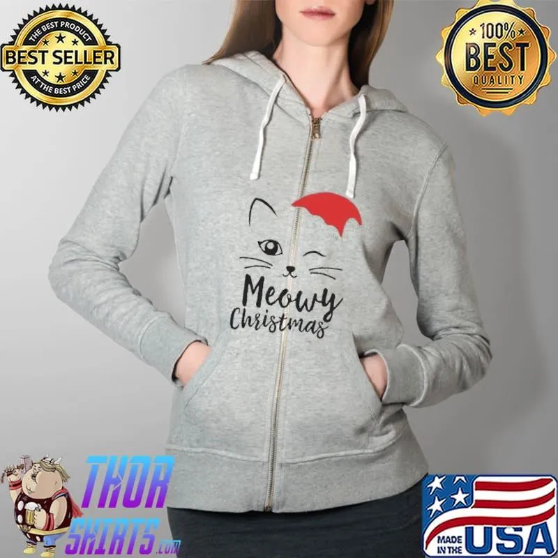 Meowy christmas cat hat santa clause s Full Zip Hooded
