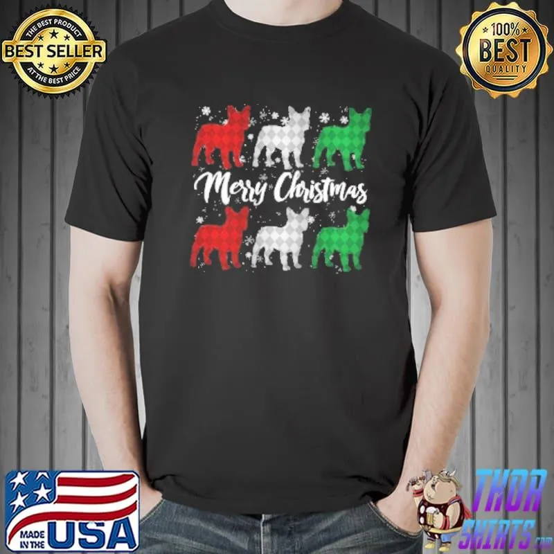 Merry Christmas Frenchie French Bulldog Argyle Dog s Unisex