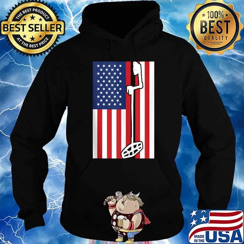 Metal Detector American Flag Metal Detecting T-s Hoodie