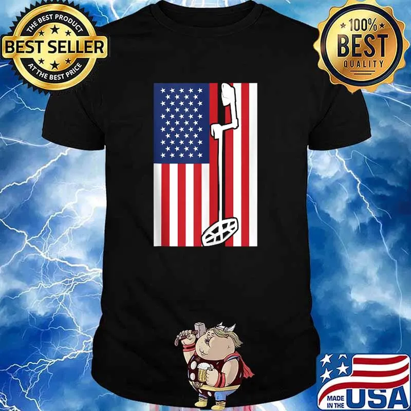Metal Detector American Flag Metal Detecting T-shirt