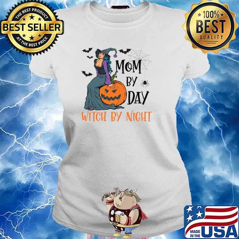 Mom By Day Witch By Night Halloween Mom Gift T-Shirt Ladies tee