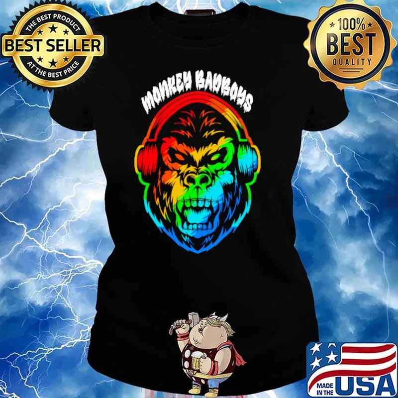 Monkey badboys headphone music lgbt s Ladies tee