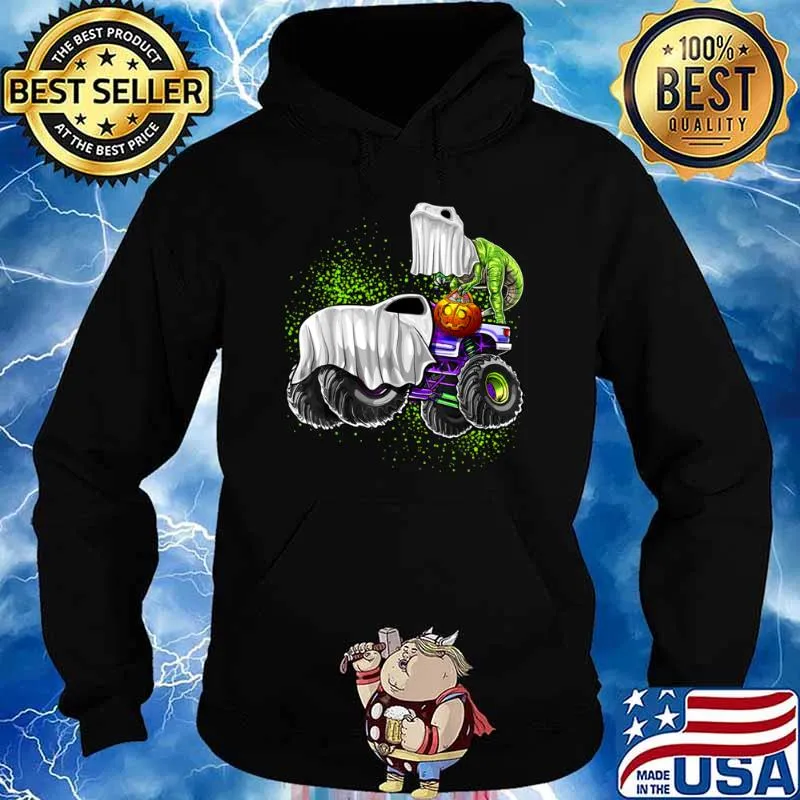 Monster Truck Dinosaur Ghost Halloween Trick Or Treat Boys Shirt Hoodie