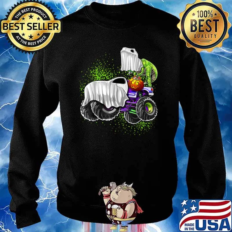 Monster Truck Dinosaur Ghost Halloween Trick Or Treat Boys Shirt Sweater