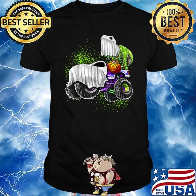 Monster Truck Dinosaur Ghost Halloween Trick Or Treat Boys Shirt