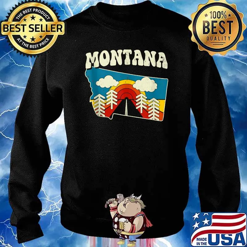 Montana Vintage State Rainbow Hippie Retro 70s Map T-s Sweater