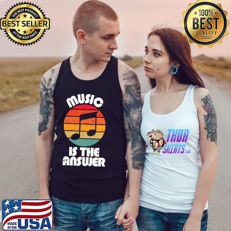 Music is the Answer - Distressed Sunset T-Shirt Tank Top
