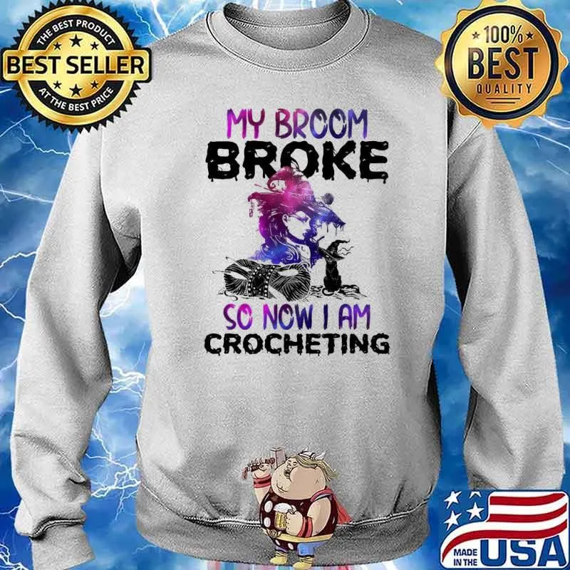 My broom broke so now I am crocheting Witch s Sweater