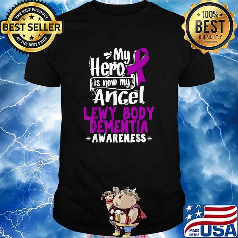 My hero is now my ancel Lewy Body Dementia Purple Awareness Ribbon t-shirt
