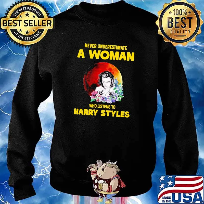 Never Underestimate A Woman Who Listen To Harry Styles Blood moon Flower Shirt Sweater