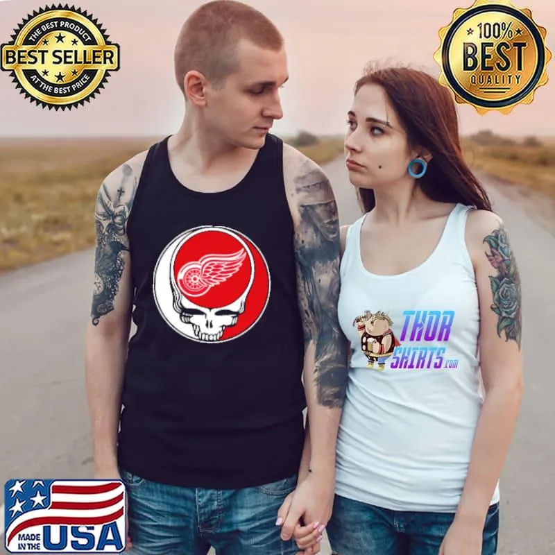 NHL Team Detroit Red Wings x Grateful Dead Logo Band Shirts Tank Top