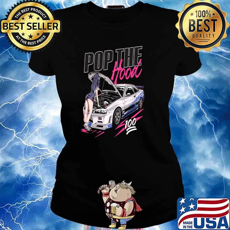 Nissan Skyline R34 Pop the hood T-Shirt Ladies tee