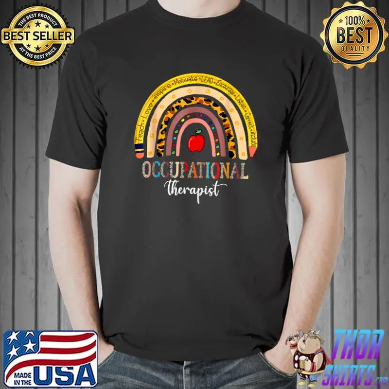 Occupational Therapist Leopard Rainbow Halloween Costume OT T-Shirt