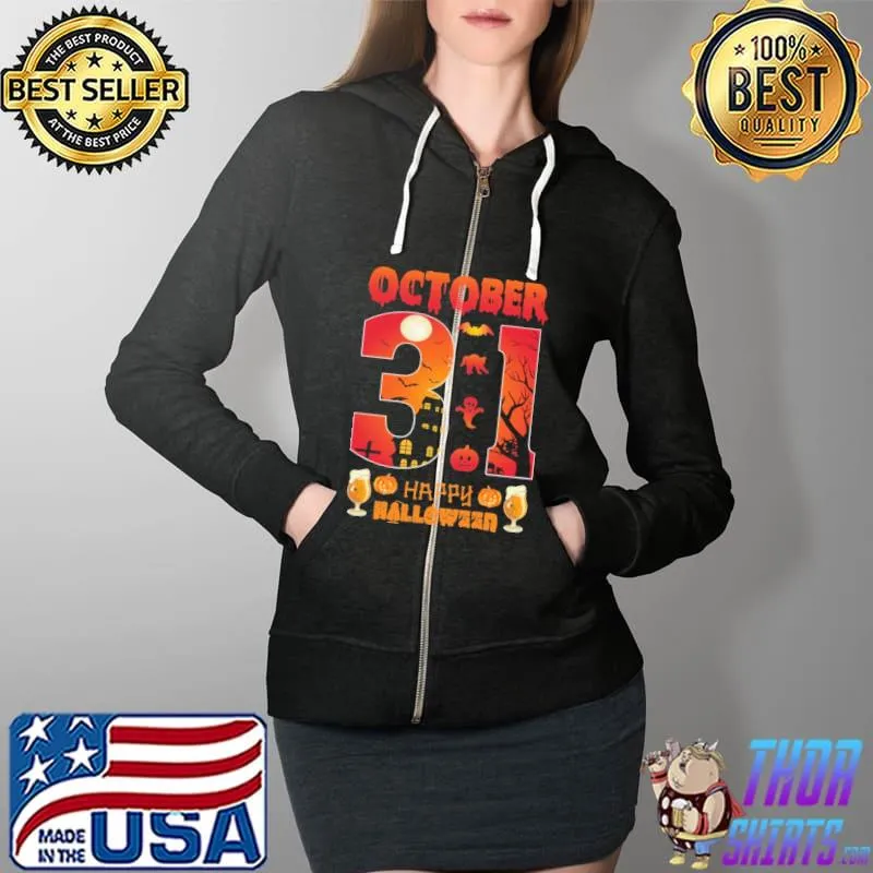 October 31 Happy Halloween Shirt Full Zip Hooded