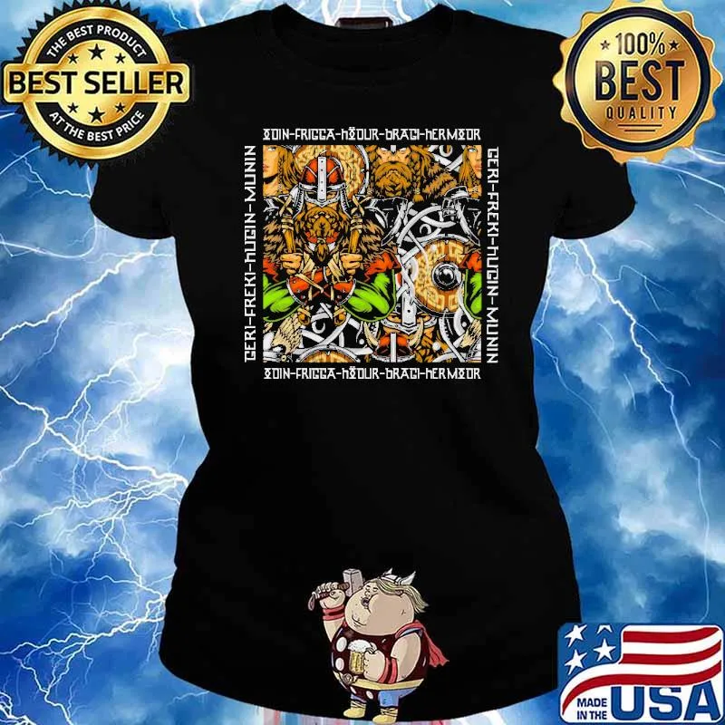 Odin frigga hour bragi armour geri freki hugin munin s Ladies tee