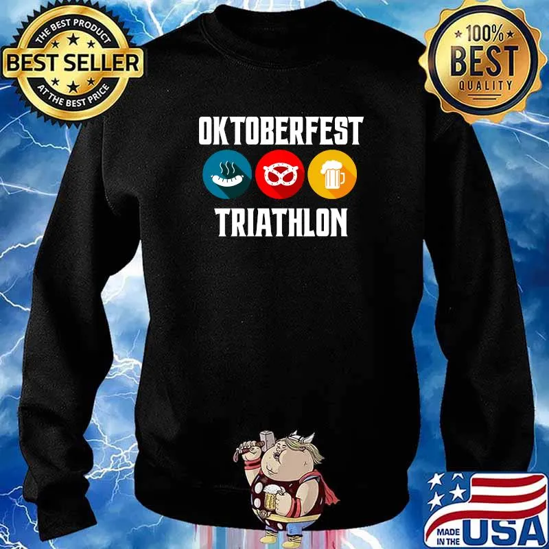 Oktoberfest Triathlon Bavarian Beer Pretzels and Bratw T-Shirt Sweater
