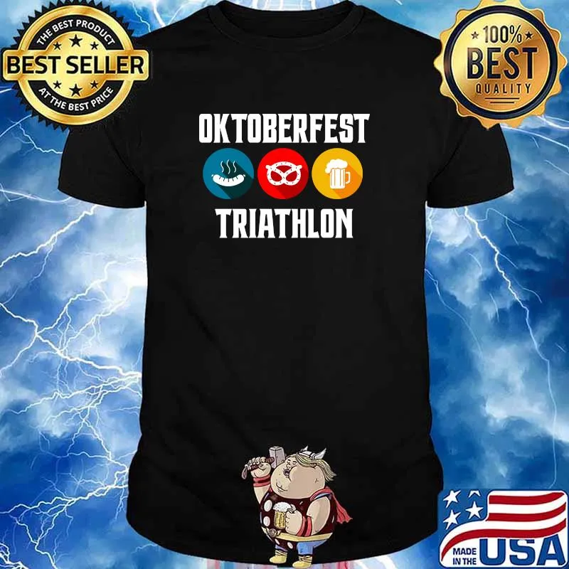 Oktoberfest Triathlon Bavarian Beer Pretzels and Bratw T-Shirt