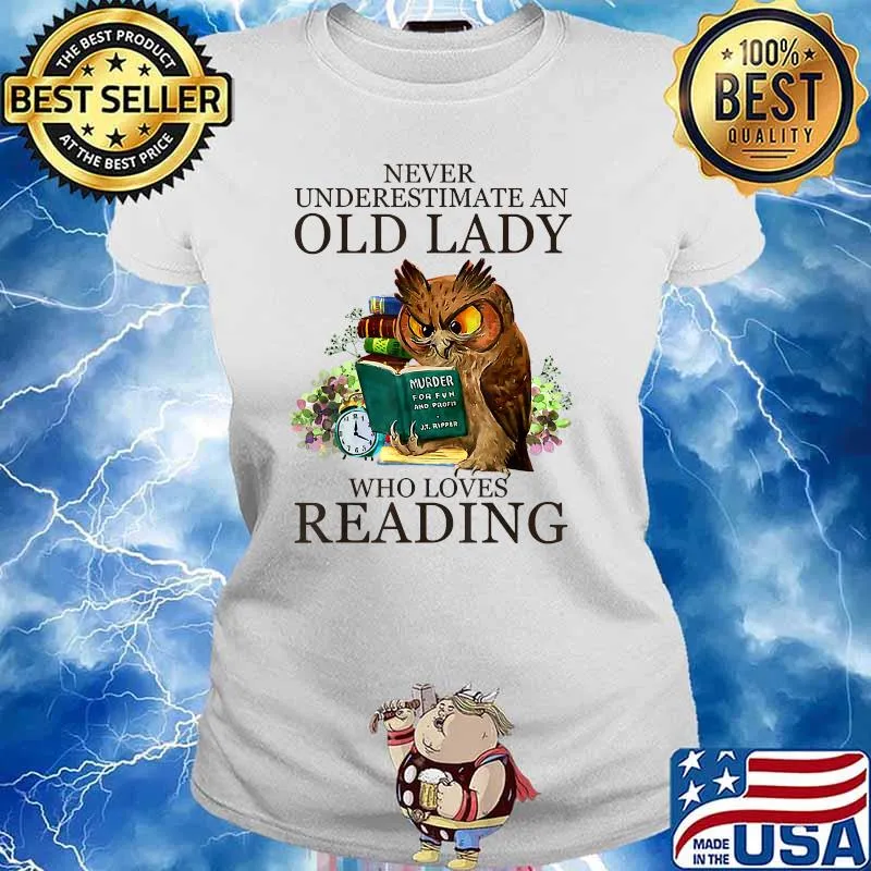 Owl Murder Never Underestimate An Old Lady Who Loves Reading T-Shirt Ladies tee