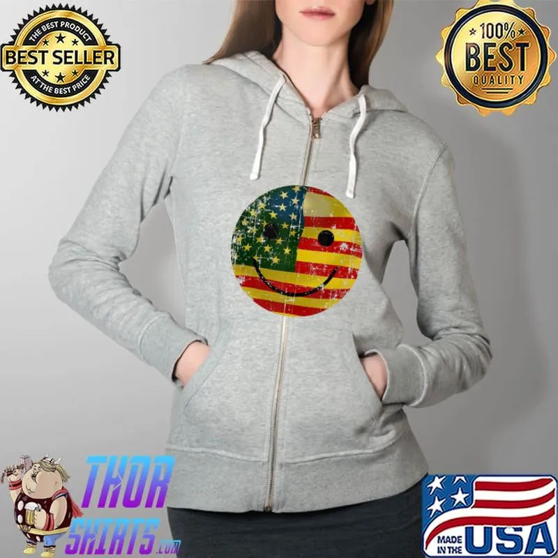 Patriotic Smiley Face Usa Flag 4Th Of July Shirt Full Zip Hooded
