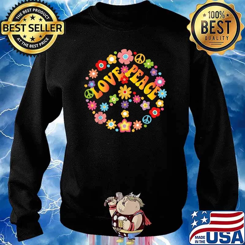 PEACE LOVE 60s 70s Tie Die Groovy Hippie Costume Halloween T-Shirt Sweater