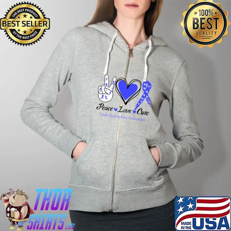 Peace Love Cure Leukodystrophies Awareness Classic T-Shirt Full Zip Hooded