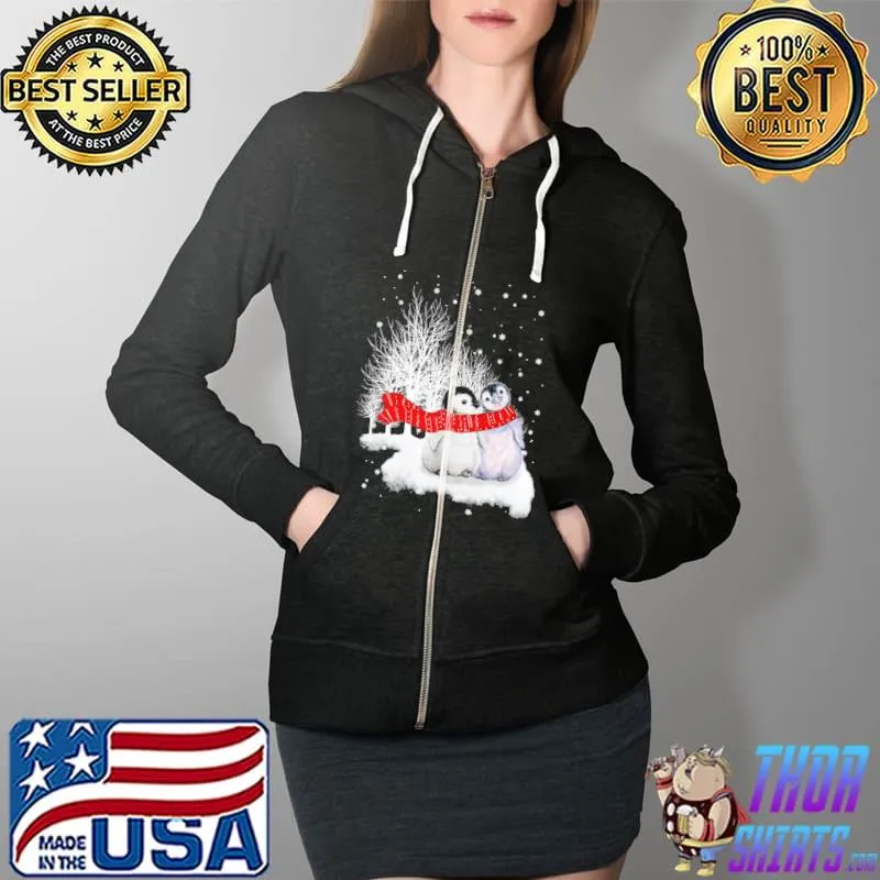 Penguin Couple Under The Snow Christmas Shirt Full Zip Hooded