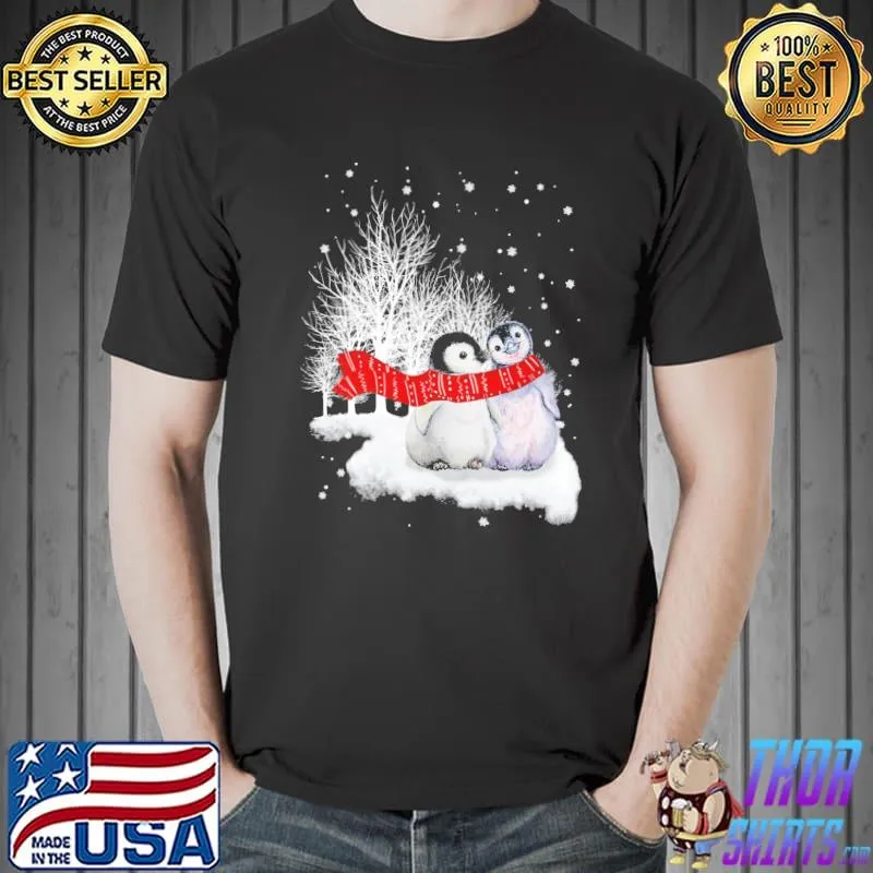 Penguin Couple Under The Snow Christmas Shirt Unisex